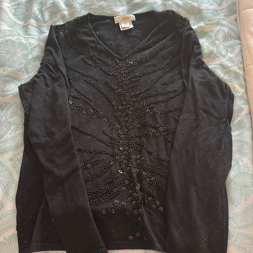 Black sequined knit sweater